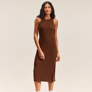 VESTIDO COLCCI CANELADO 445701050 MARROM TIRAMISU